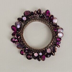 Purple Pink AB Crystal Charm Bracelet Copper Tone Y2K